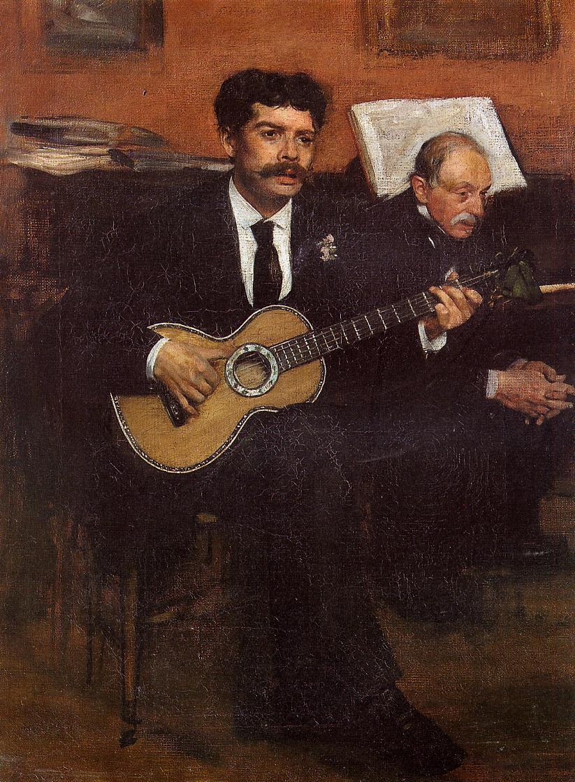 Portrait of Lorenzo Pagans, Spanish tenor, and Auguste Degas, the artist's father 1869